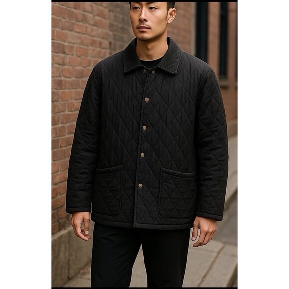 Joseph Abboud OUTERWEAR Quilted Lightweight Jacket Men's Black Coat Pockets Med - Picture 1 of 8